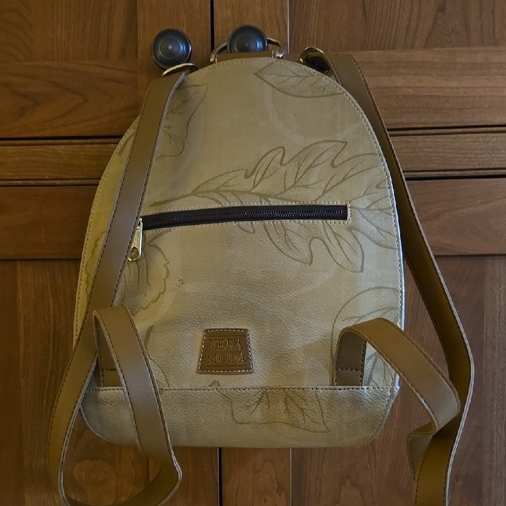 Vera Moda - Leaf Patterned Tan Backpack - image 3